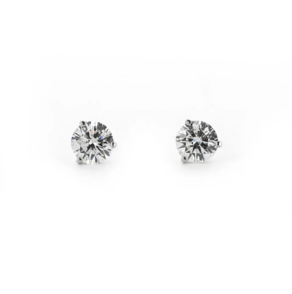 1.04ctw Round Diamond Stud Earrings | 3 Prong