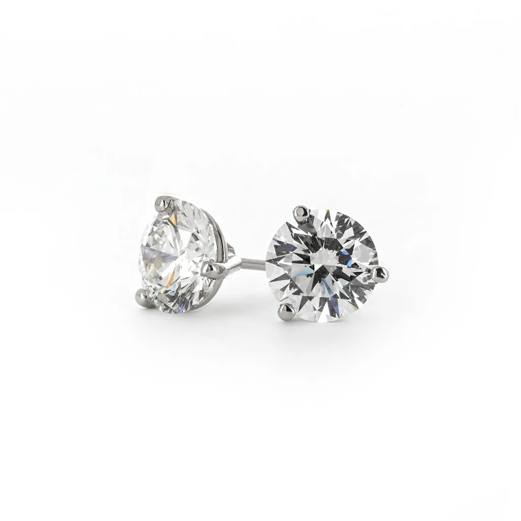 1.04ctw Round Diamond Stud Earrings | 3 Prong