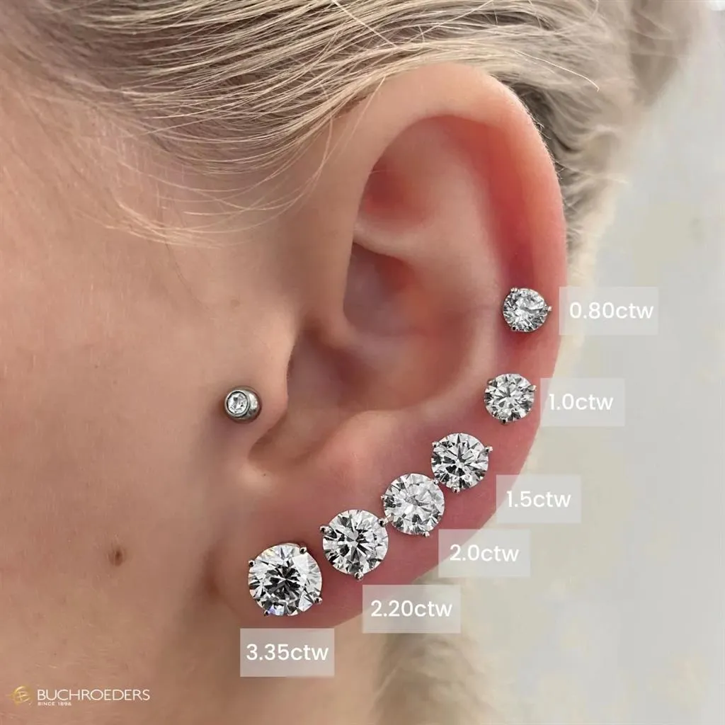 1.04ctw Round Diamond Stud Earrings | 3 Prong