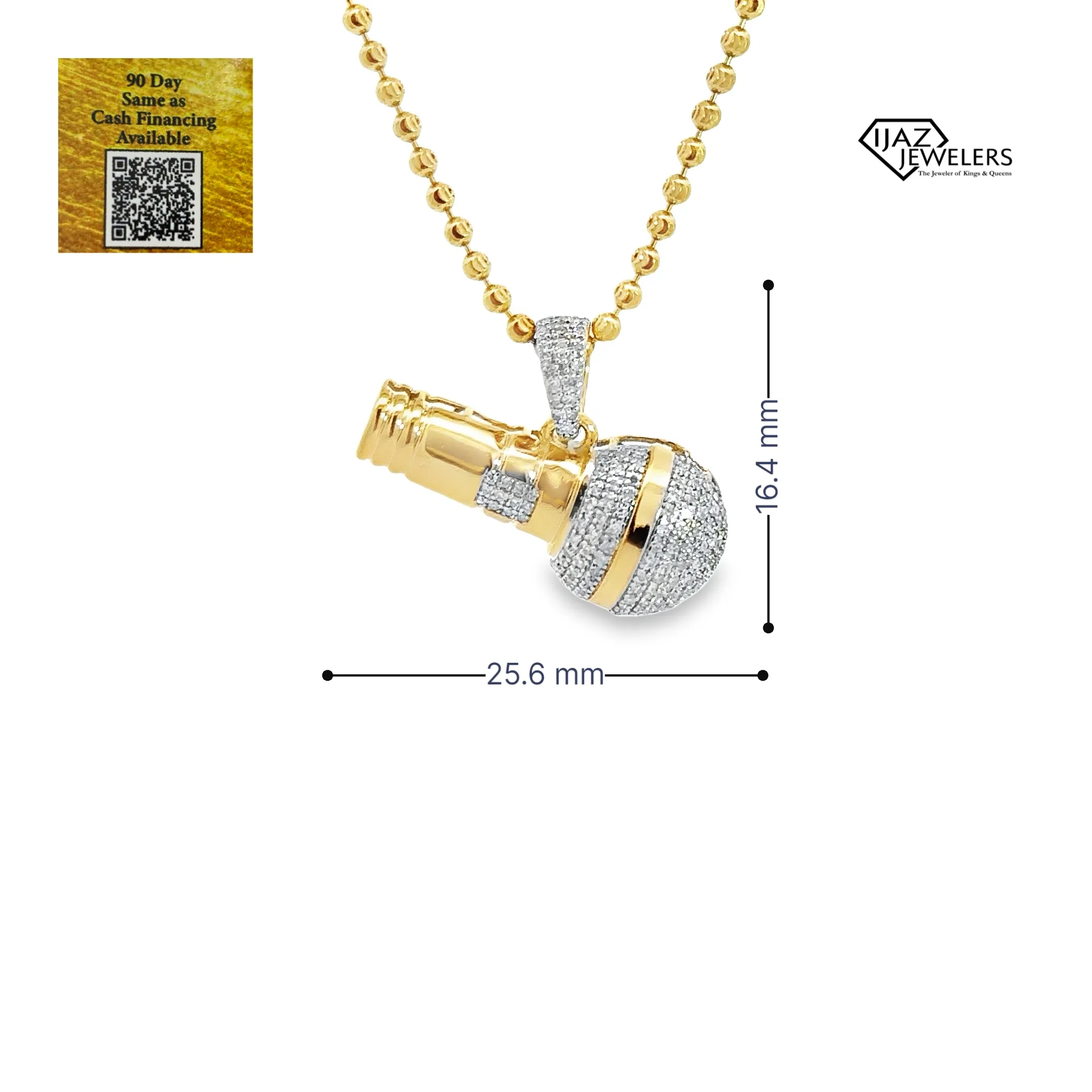 10K Gold 0.42 Diamond Microphone Charm