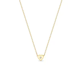 14k Diamond Nugget Heart Pendant Necklace