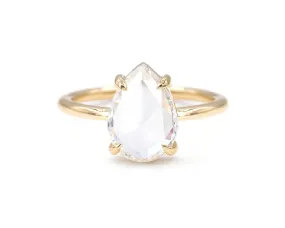 1.58-Carat Pear Rose Cut White Diamond Solitaire