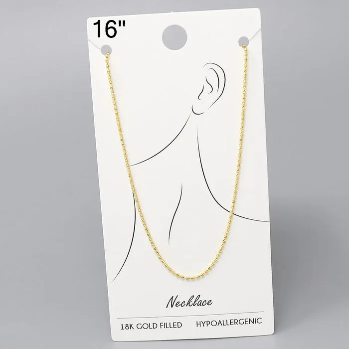 18K Gold Dipped Textured Bead Chain Necklace - 16"