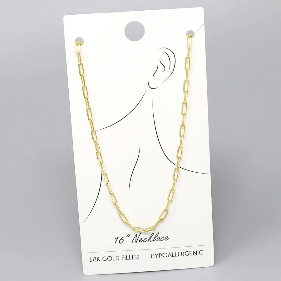 18K Gold Filled Paperclip Chain Short Necklace