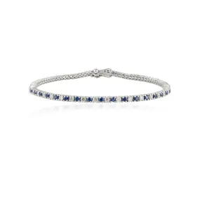 18K Gold Sapphire & Diamond Sleek Bracelet