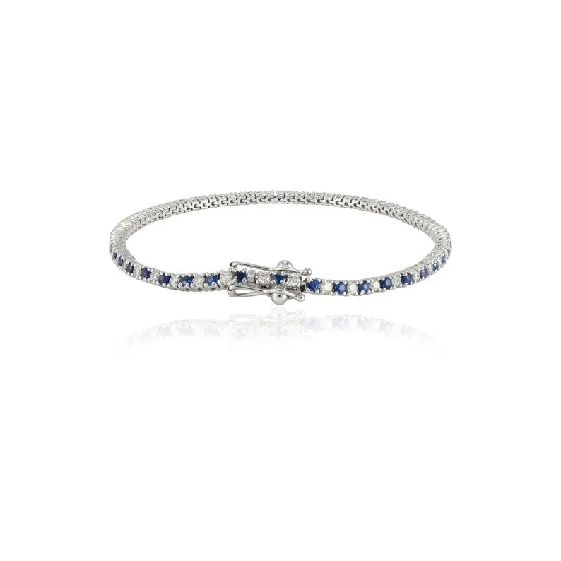 18K Gold Sapphire & Diamond Sleek Bracelet