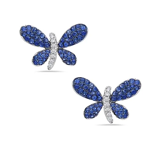 18K Sapphire and Diamond Butterfly Earring