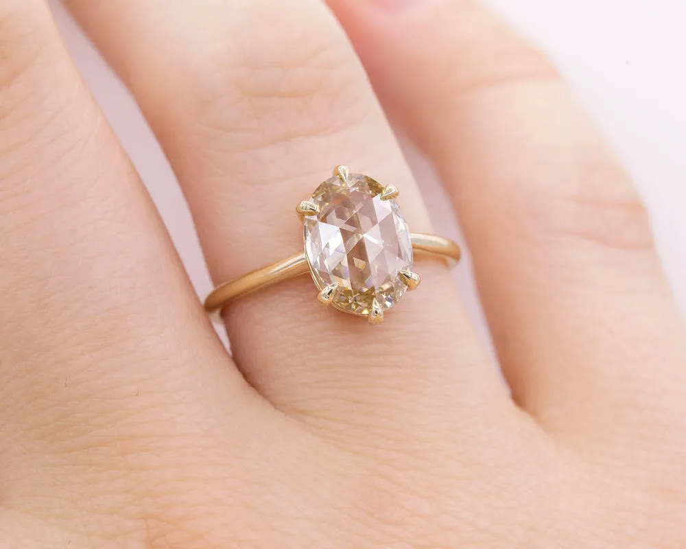 2.26-Carat Champagne Rose Cut Oval Solitaire