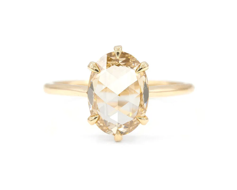 2.26-Carat Champagne Rose Cut Oval Solitaire