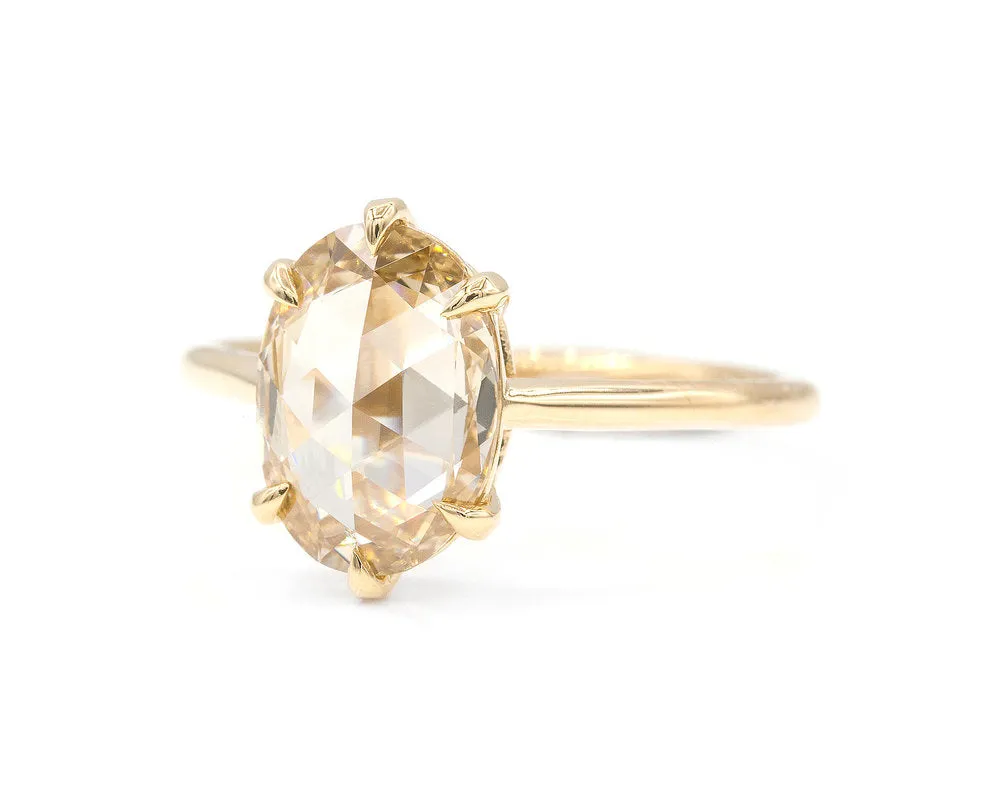 2.26-Carat Champagne Rose Cut Oval Solitaire