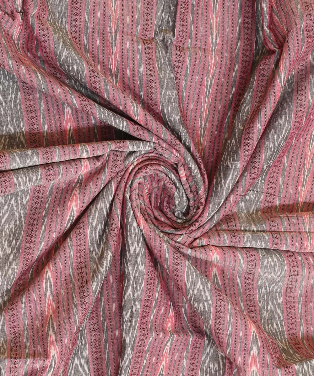 2.4 m pink grey handwoven cotton nuapatna dress material