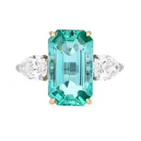 6.39tw Three-Stone Emerald   Diamond Engagement Ring