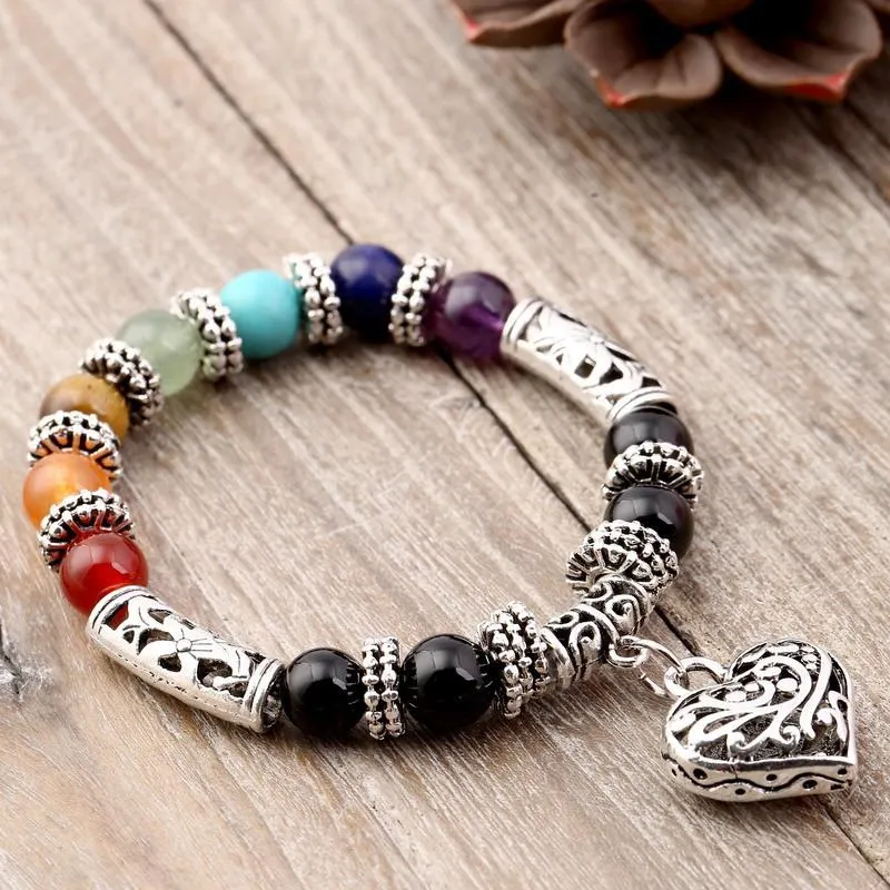 7 Chakra Balancing Heart Bracelet