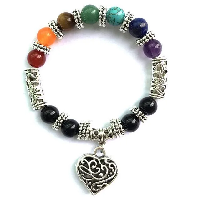 7 Chakra Balancing Heart Bracelet