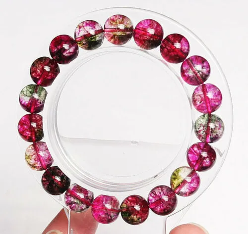 9.9mm Natural Watermelon Tourmaline Bead Bracelet