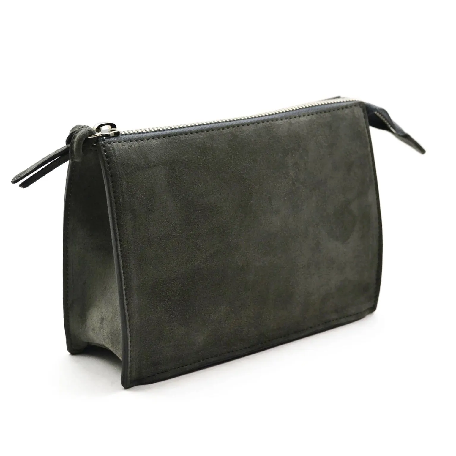 A & Furst - Large Pouch - Handbag, Storm Grey Color Suede Leather