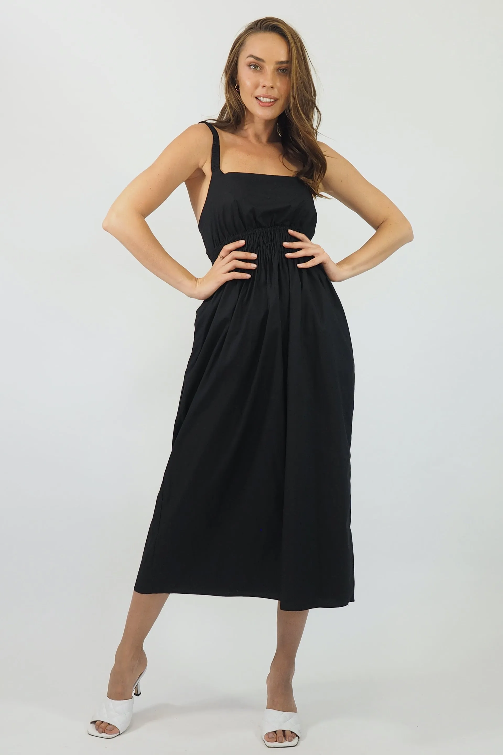 Alice Cut Out Midi Dress - Black