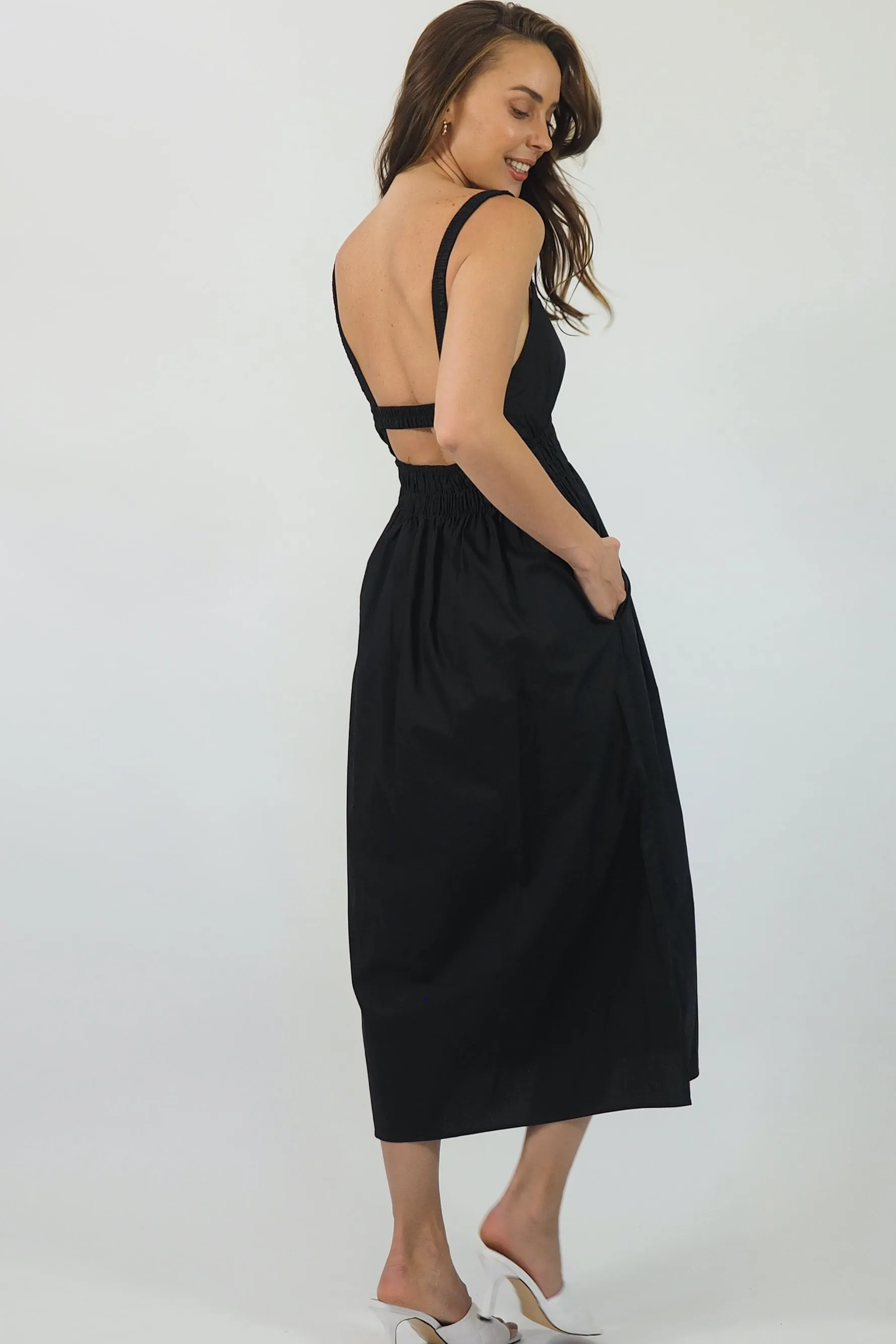 Alice Cut Out Midi Dress - Black