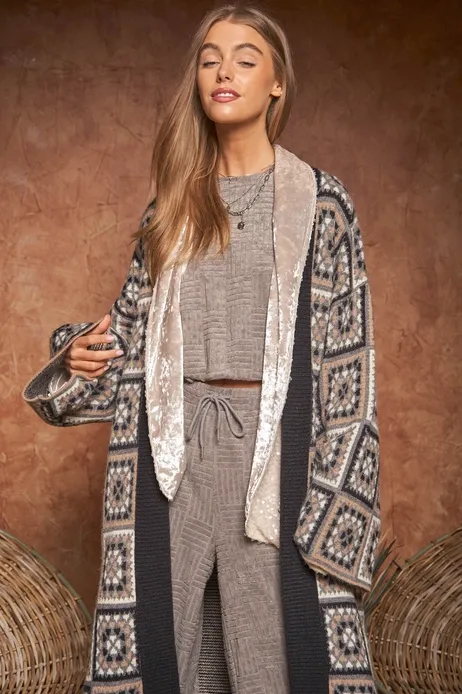 Allover Print Oversized Cozy Cardigan