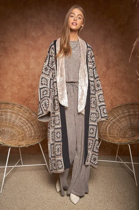 Allover Print Oversized Cozy Cardigan