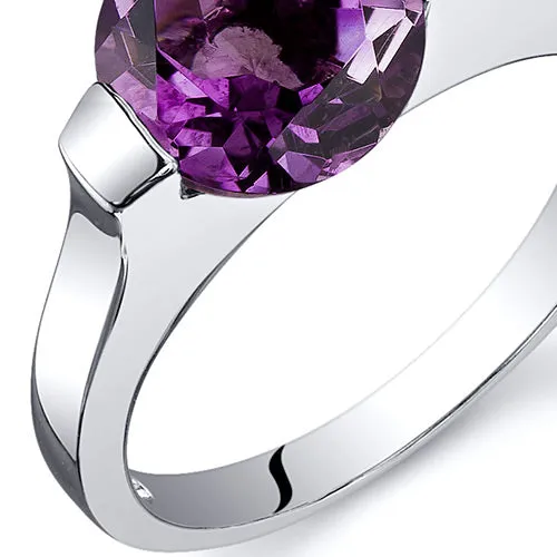 Amethyst Round Cut Sterling Silver Ring Size 7