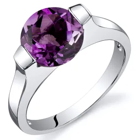 Amethyst Round Cut Sterling Silver Ring Size 7