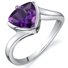 Amethyst Trillion Sterling Silver Ring Size 6