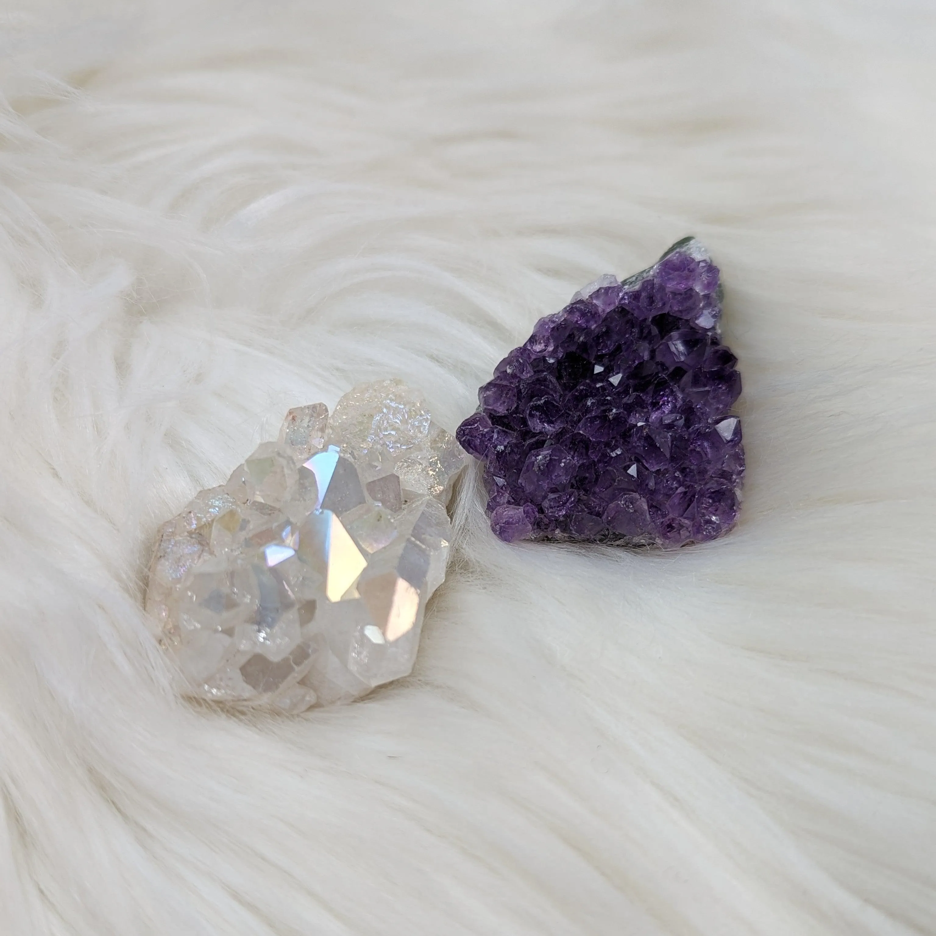 Angelic Amethyst & Clear Aura Quartz Set #3 ~ Ultra Glitzy and Uplifting Rainbow Energy