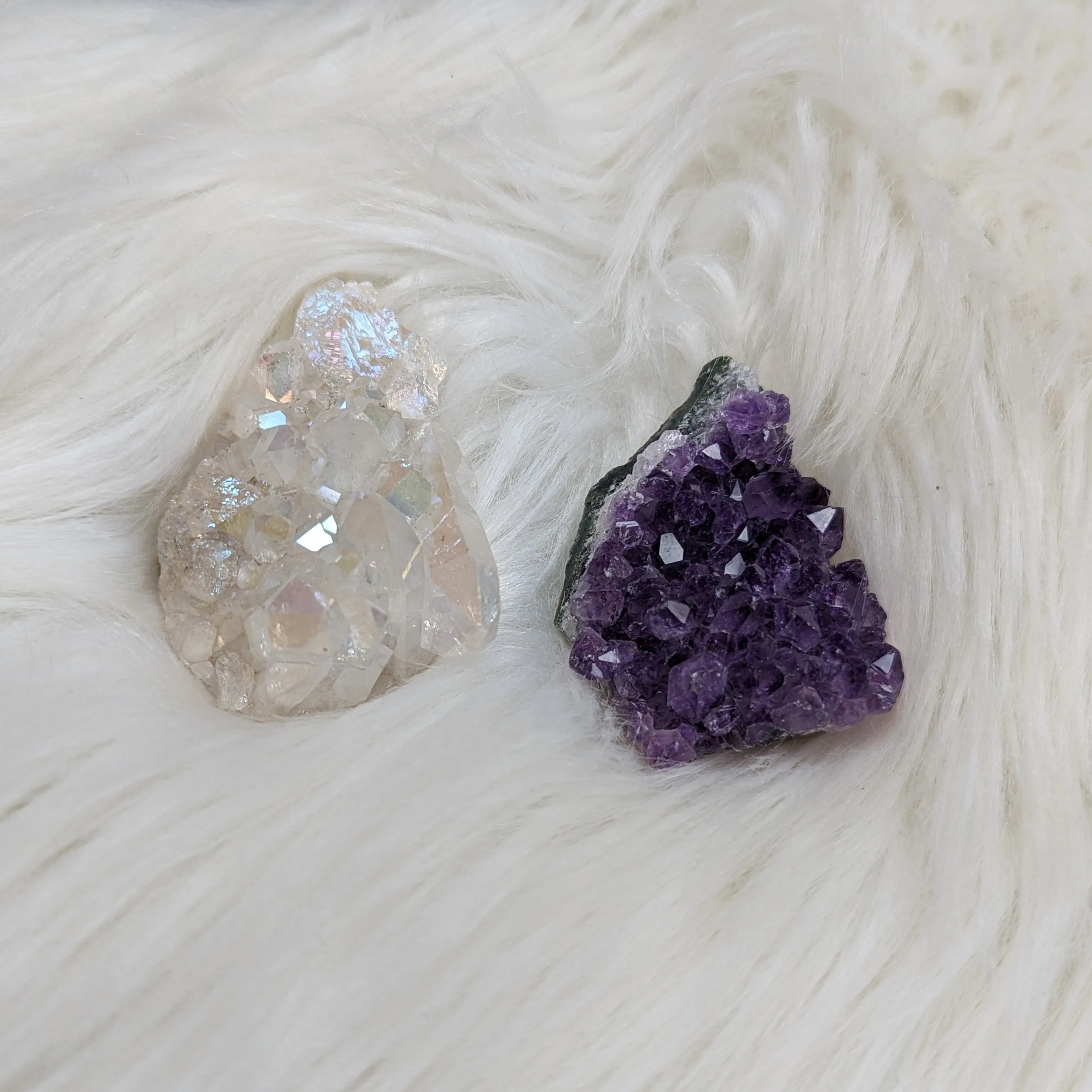 Angelic Amethyst & Clear Aura Quartz Set #3 ~ Ultra Glitzy and Uplifting Rainbow Energy