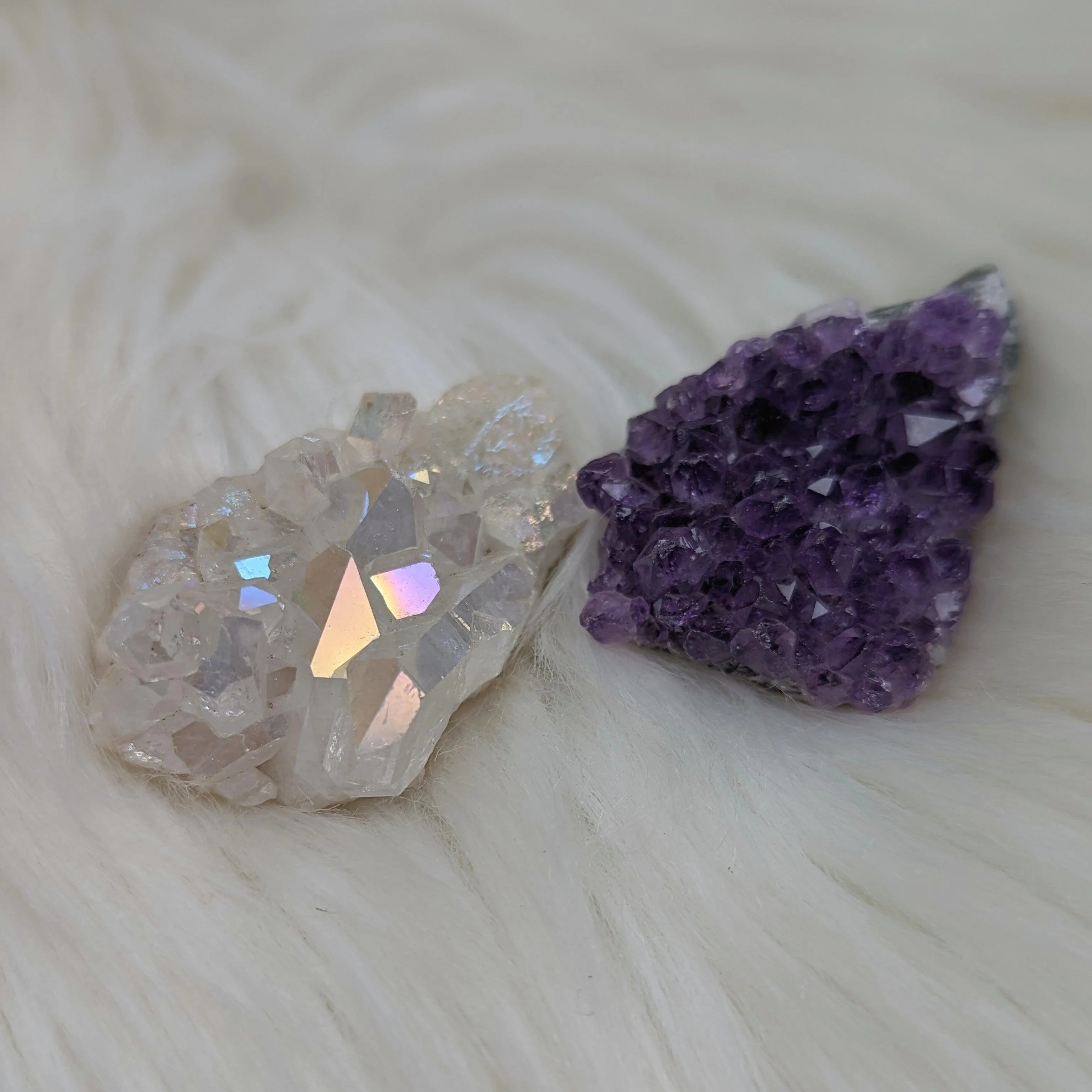 Angelic Amethyst & Clear Aura Quartz Set #3 ~ Ultra Glitzy and Uplifting Rainbow Energy