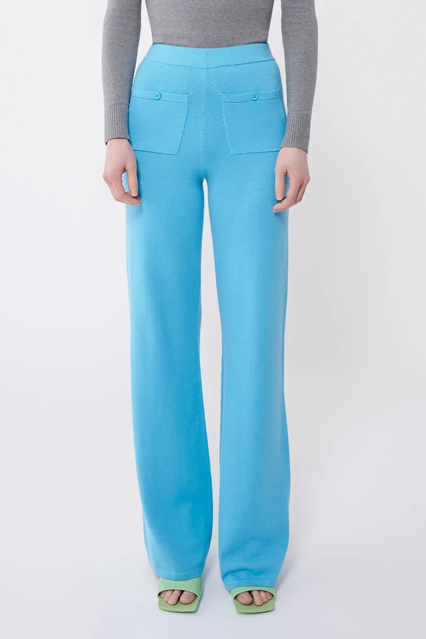 Aqua Blue Peachskin Fancy Pants