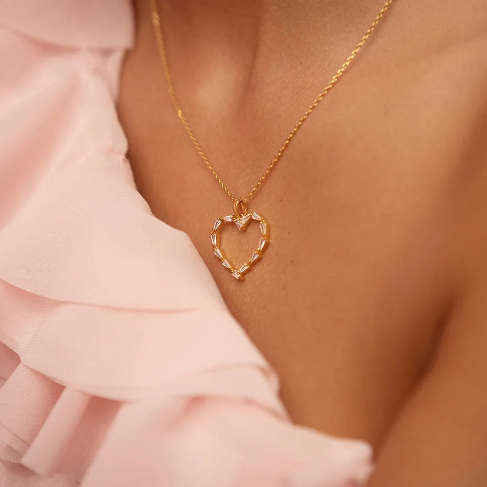 Baguette Heart Necklace / Crystal