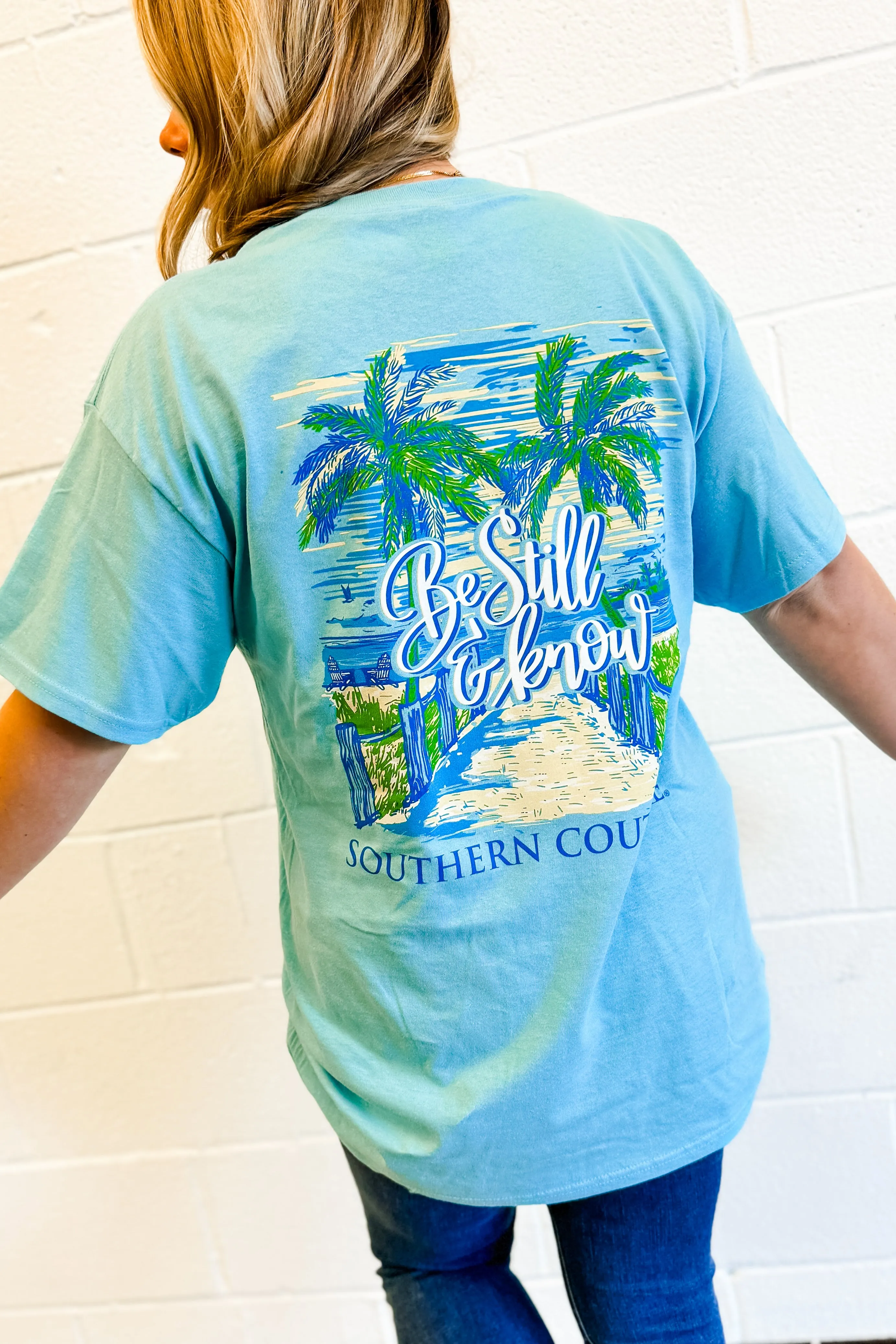 Be Still & Know Graphic Tee, Sky Blue