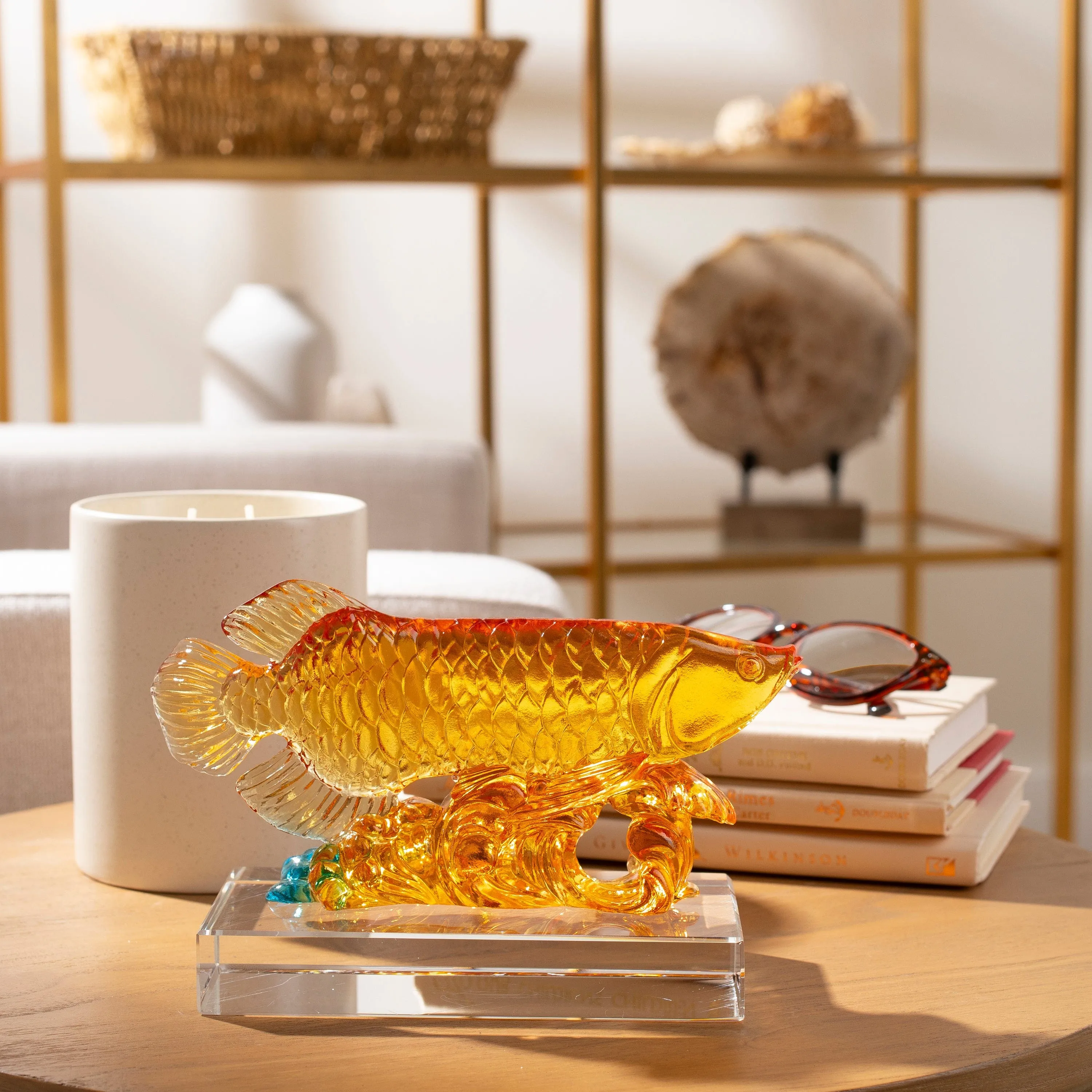 Beautiful Fish Stream of Life Crystal Carving - A Symbol of Abundance and Prosperity