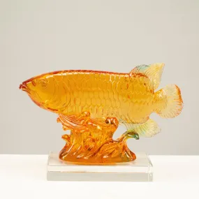 Beautiful Fish Stream of Life Crystal Carving - A Symbol of Abundance and Prosperity