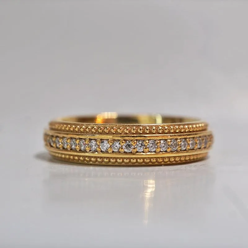 Beveled Pavé Diamond Ring Band in 14K and 18K, 5mm