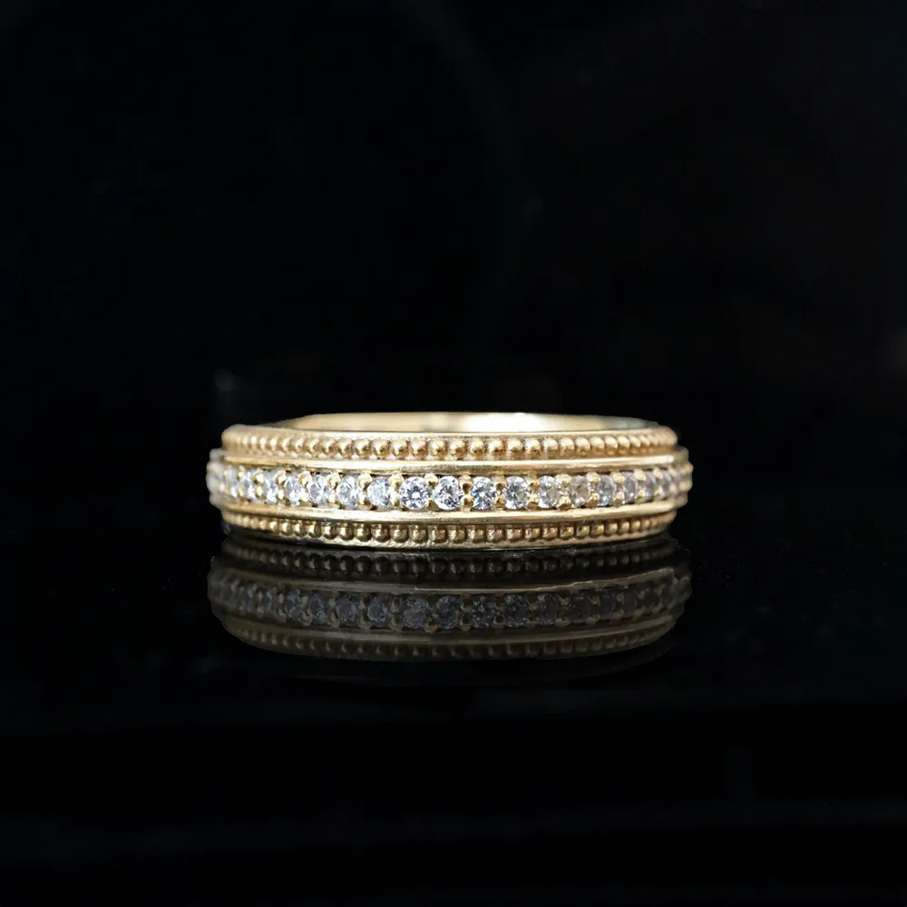 Beveled Pavé Diamond Ring Band in 14K and 18K, 5mm