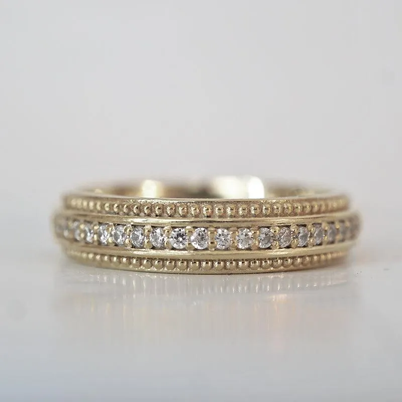 Beveled Pavé Diamond Ring Band in 14K and 18K, 5mm