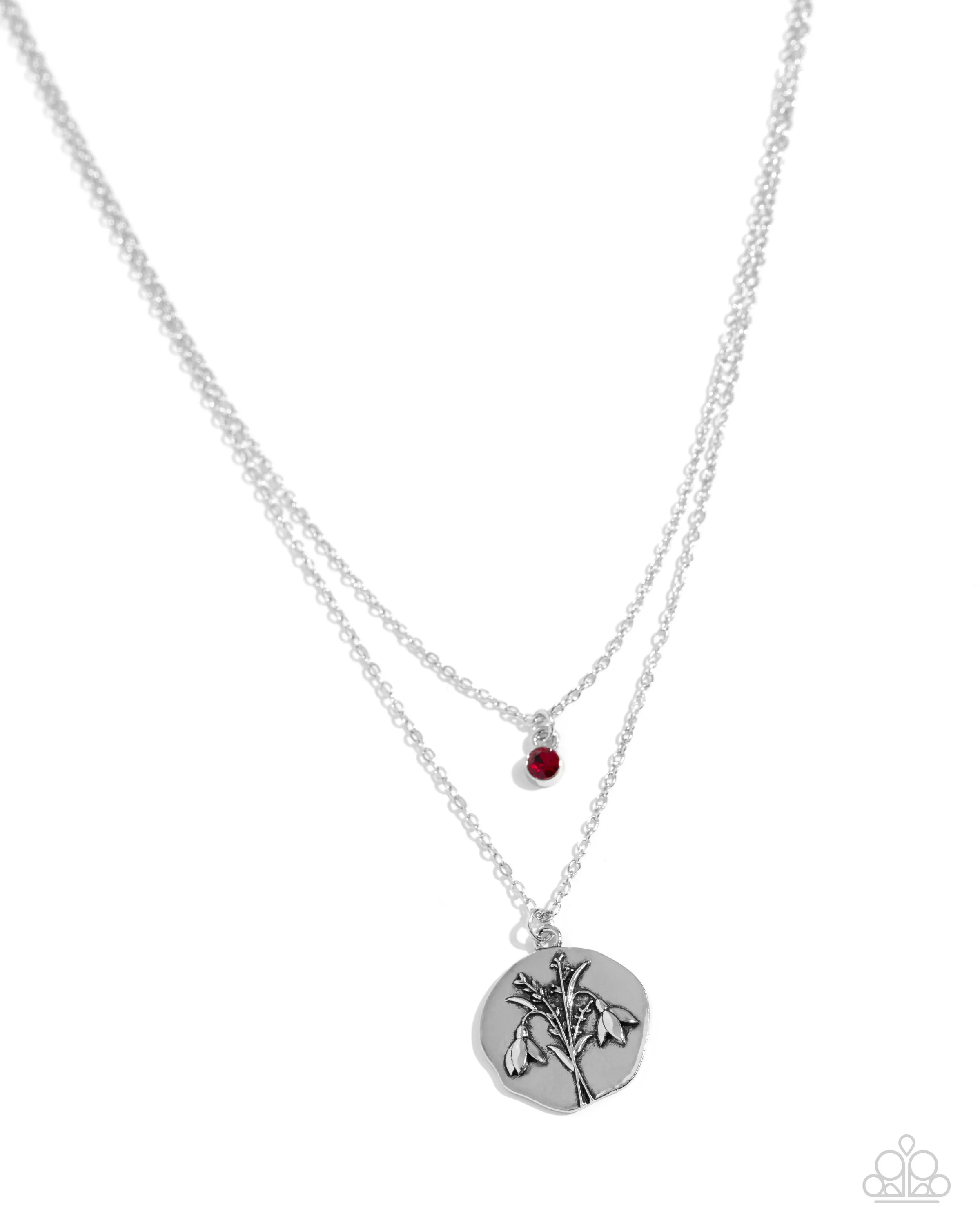 Birthstone Beauty (January) Garnet Red Rhinestone Necklace - Paparazzi Accessories