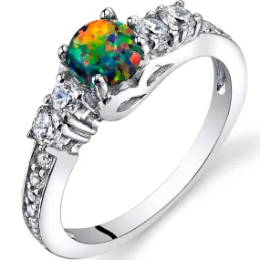 Black Opal Sterling Silver Ring Size 7