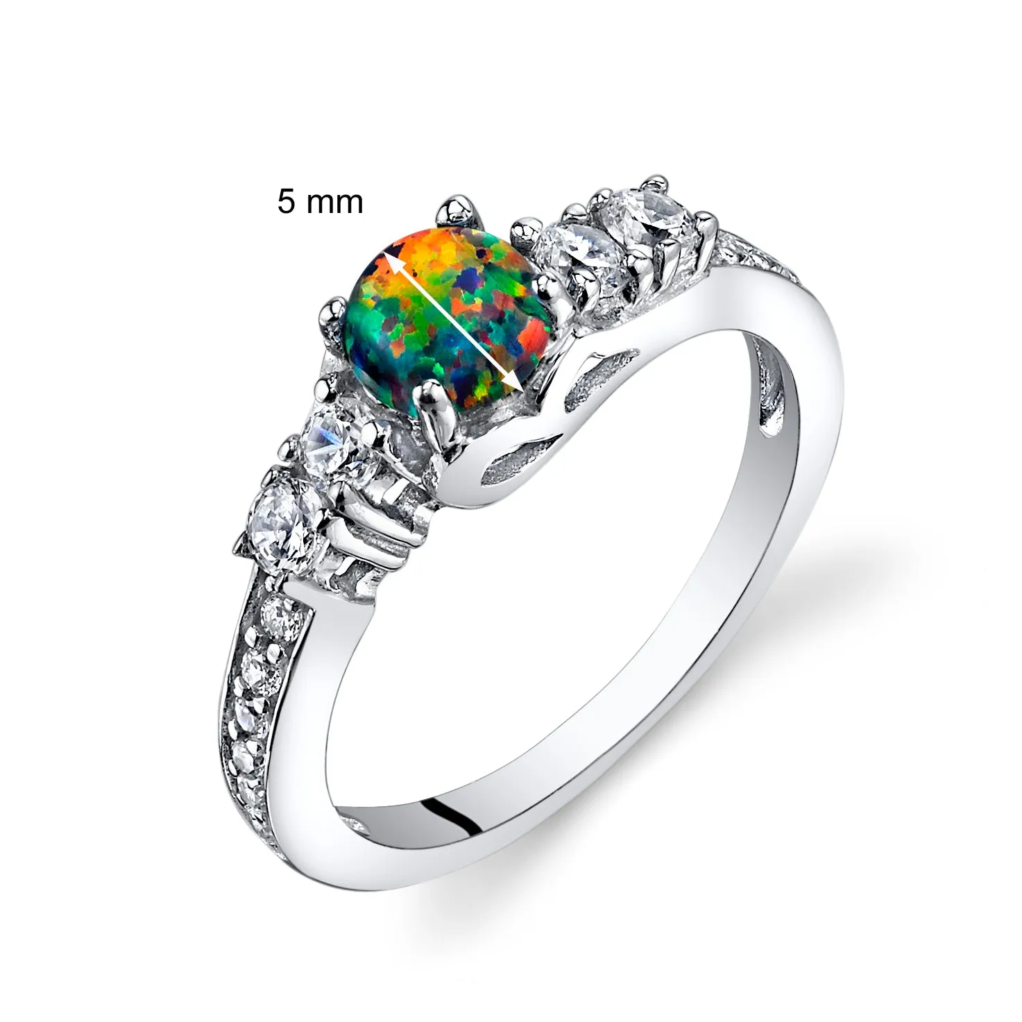 Black Opal Sterling Silver Ring Size 7