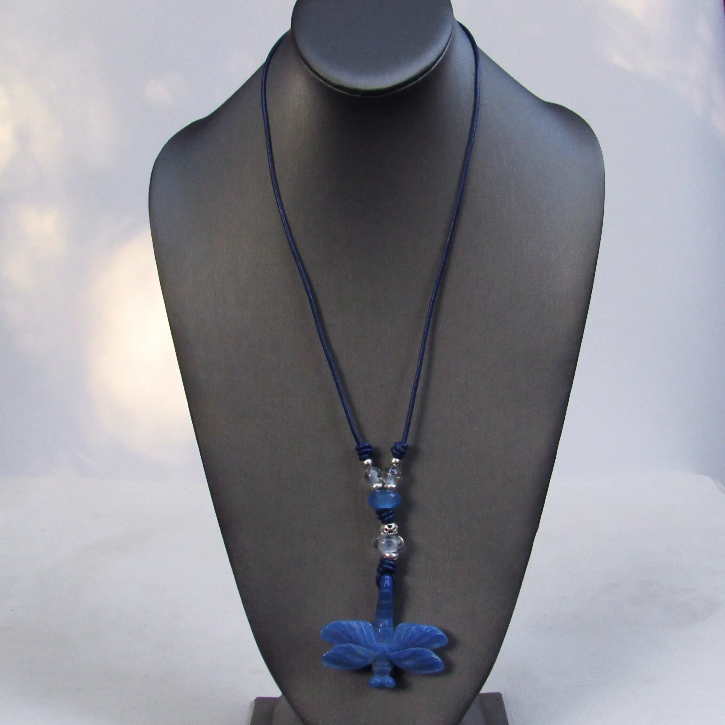 Blue Aventurine gemstone Dragon Fly with Clear Quartz and Sterling Silver