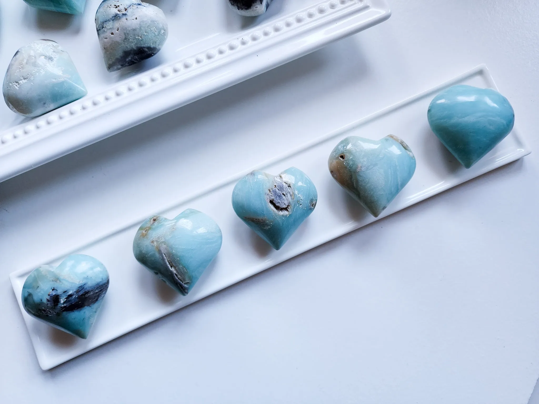 Blue Opal Puffy Heart