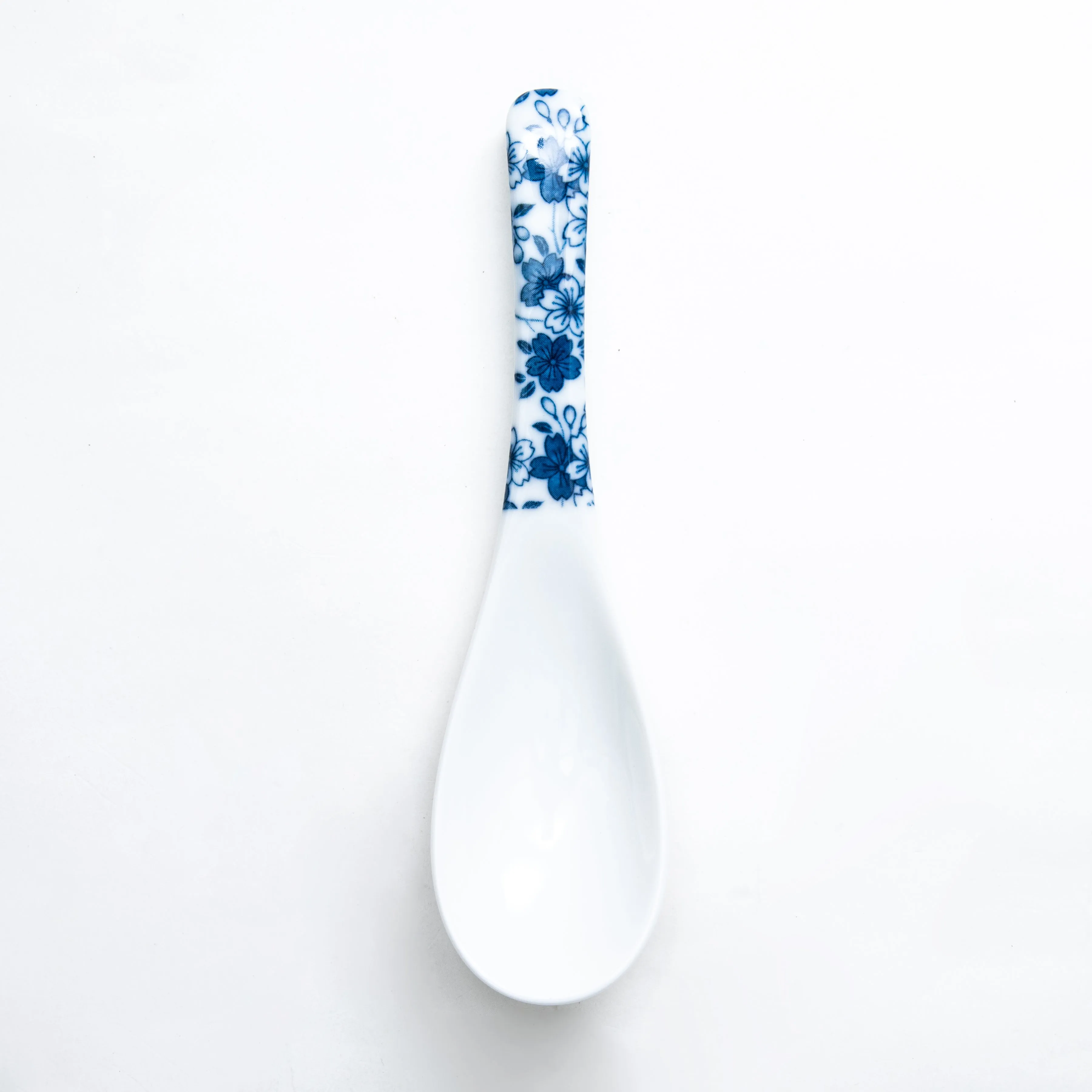 Blue Pattern Flowers Porcelain Soup Spoon