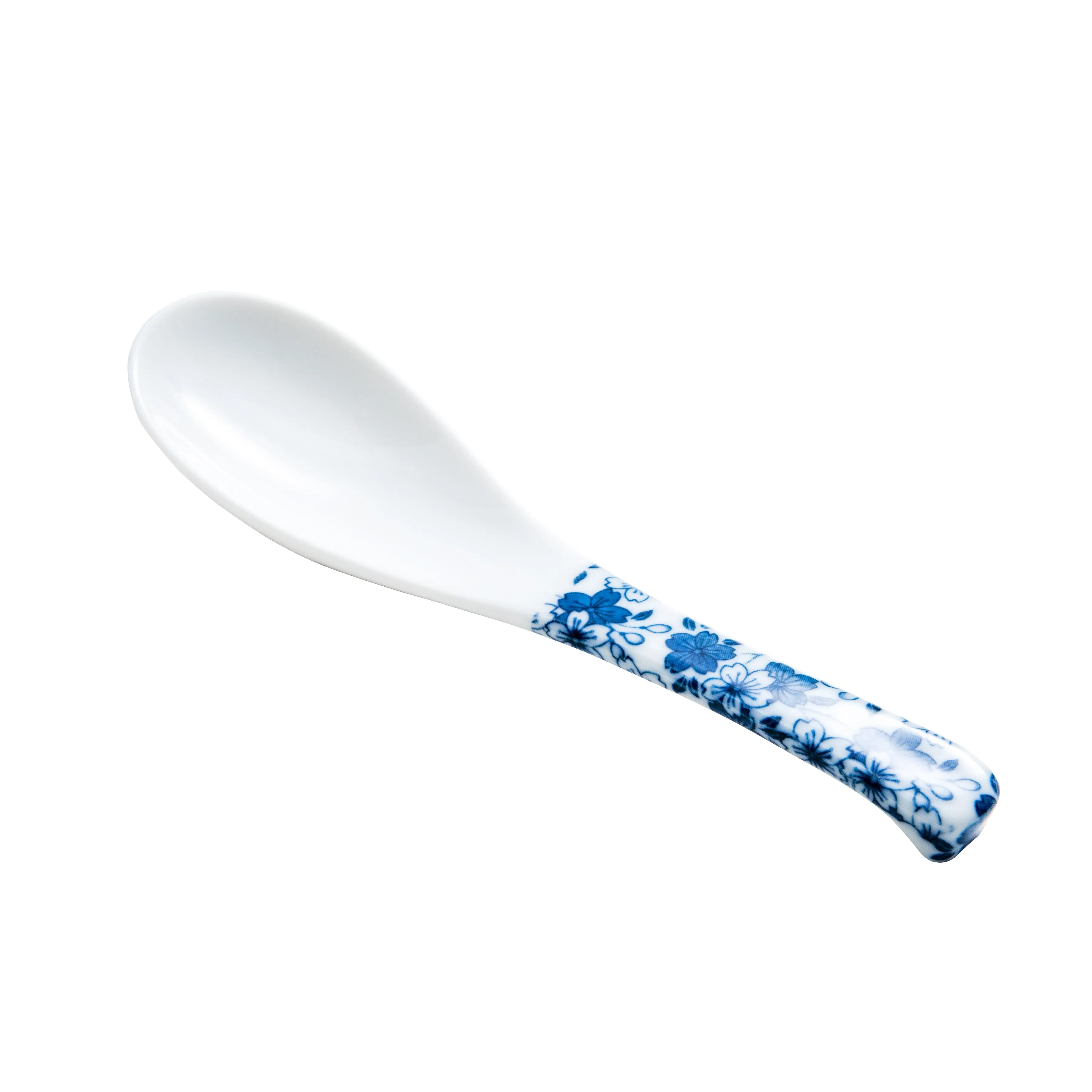 Blue Pattern Flowers Porcelain Soup Spoon