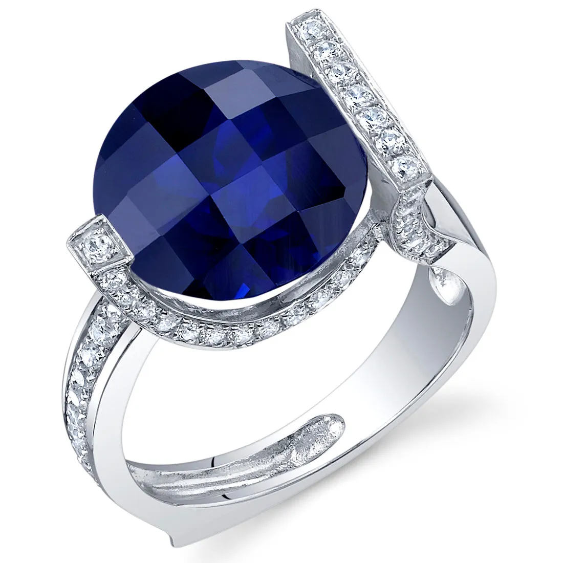 Blue Sapphire Round Cut Sterling Silver Ring Size 9