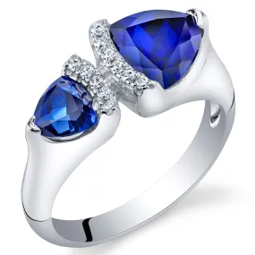 Blue Sapphire Trillion Sterling Silver Ring Size 5