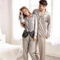 Brand Couple Pajamas Men Women Sexy Satin Silk Pajama