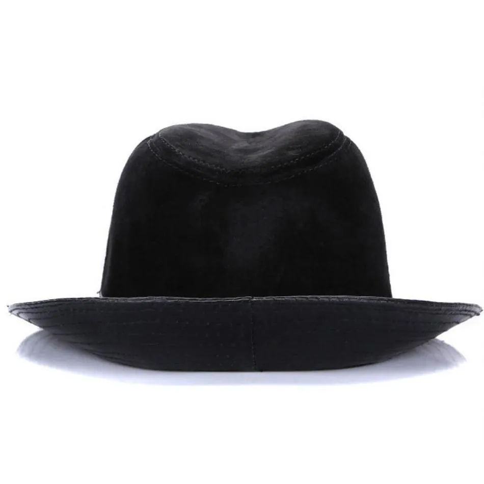 British Style Vintage Leather Patchwork Fedora Trilby Hat