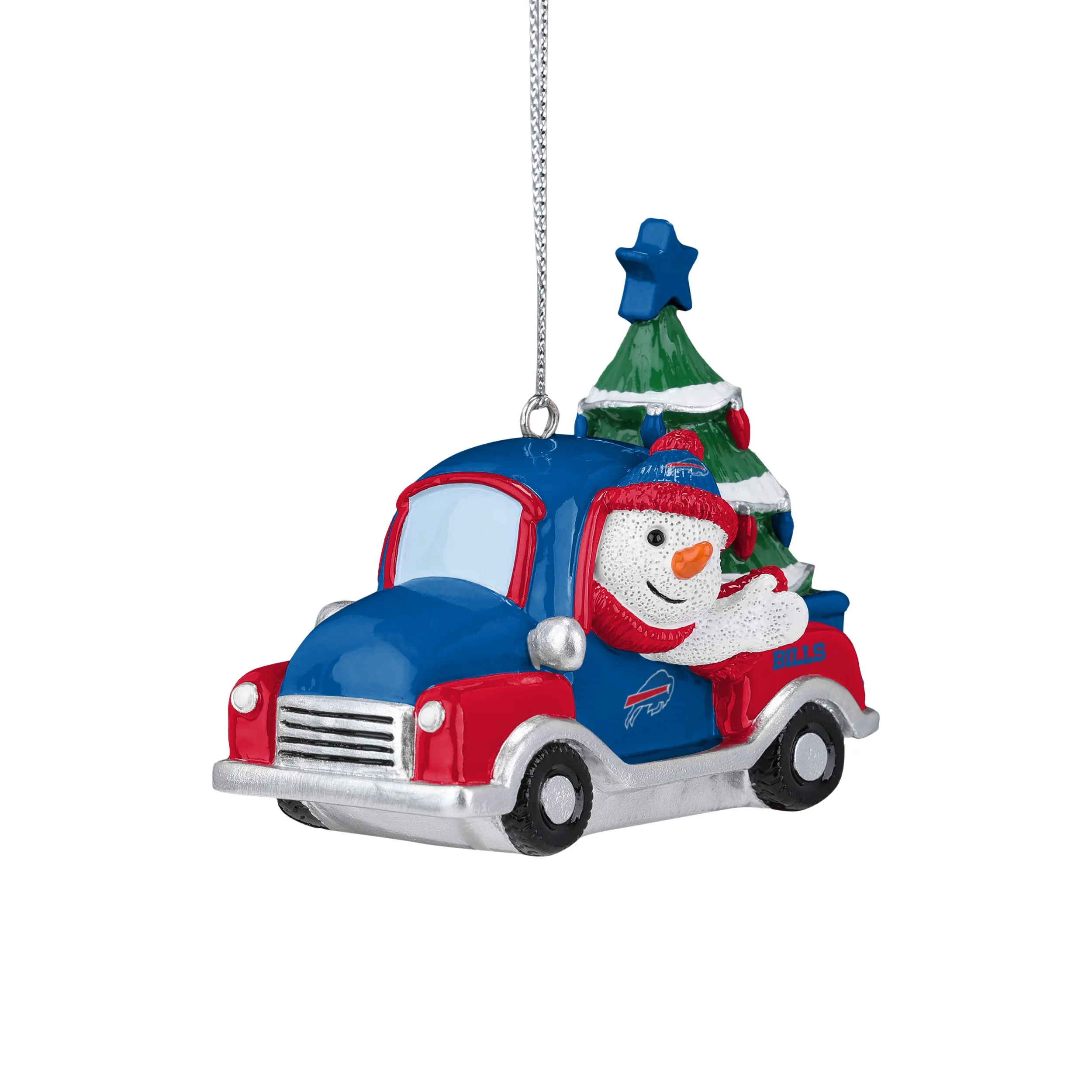 Buffalo Bills Snowman Riding In Truck Ornament